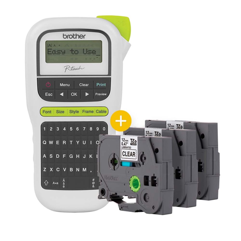 Rotulador Eletrônica Brother PTH110BP Cinza Vem com 3 Fitas TZe231