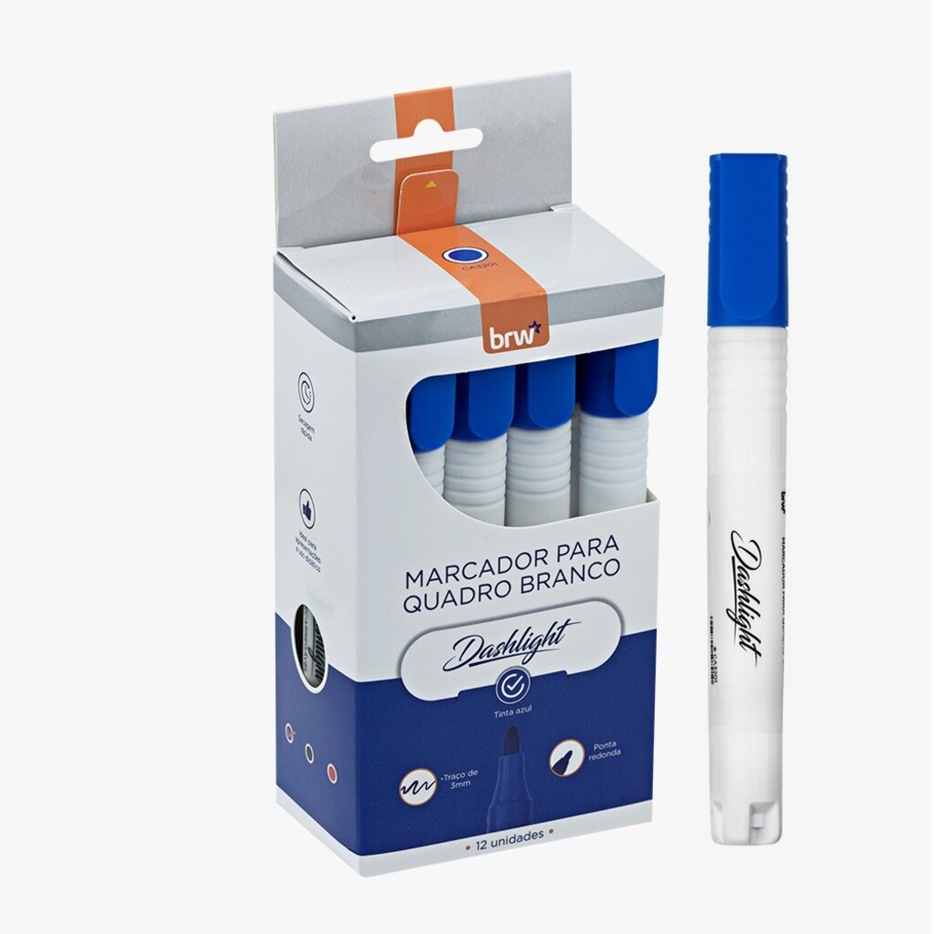Caneta Quadro Branco 3mm Caixa com 12 Unidades Azul - BRW - CA3201