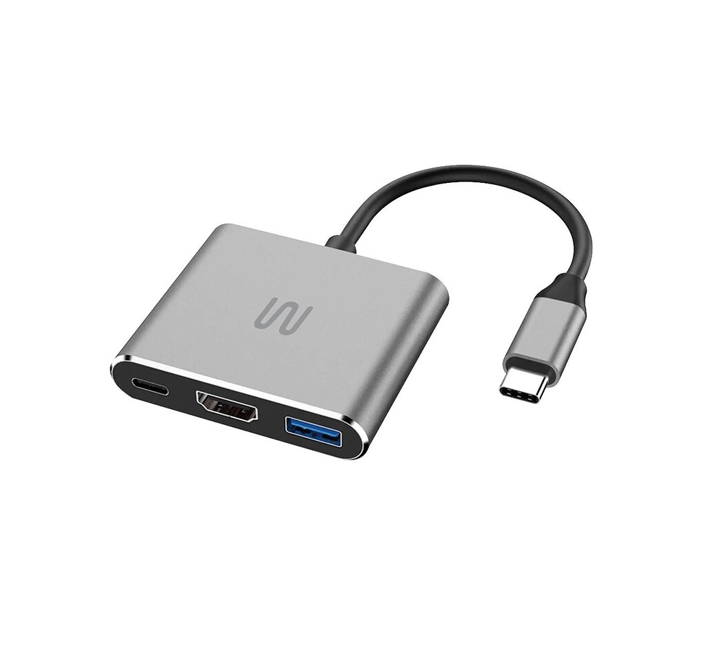 Conversor USB Type-C 3.0 Macho HDMI 4K, USB 3.0 e Type-C Multi Prata - AC446