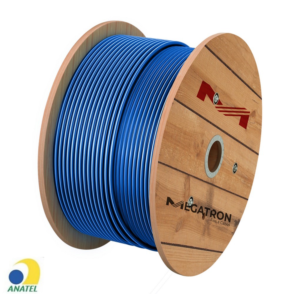 Cabo de Rede 23AWG Megatron Cat.6 LSZH 4 Pares Azul 2713 Rolo 305m 100% Cobre Homologado ANATEL