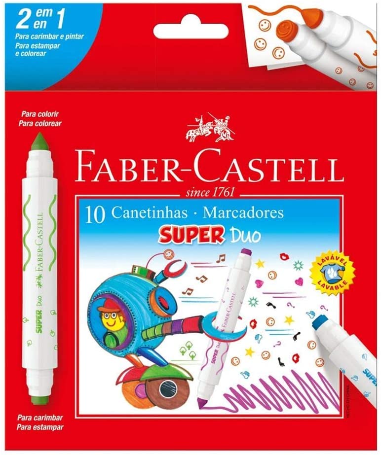 Caneta Hidrocor Faber Castell 10x1 Super Duo