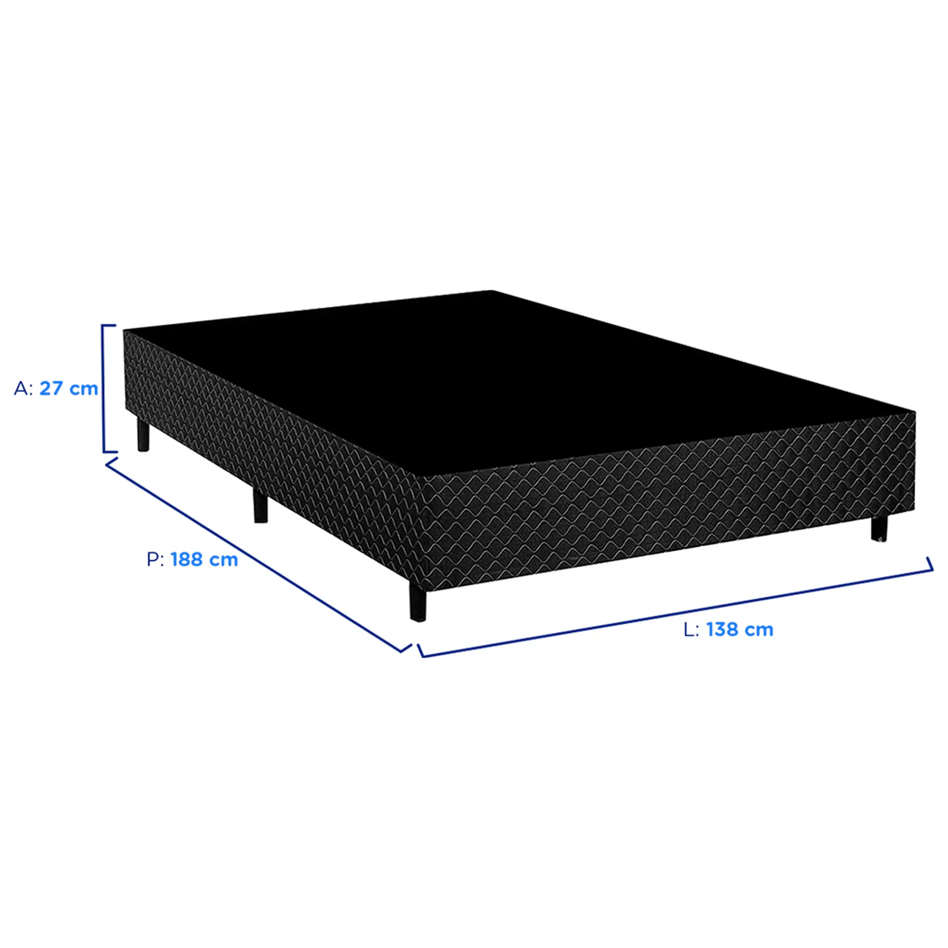 Base Cama Box Gazin Poliester Bord 27x138x188cm - Preto