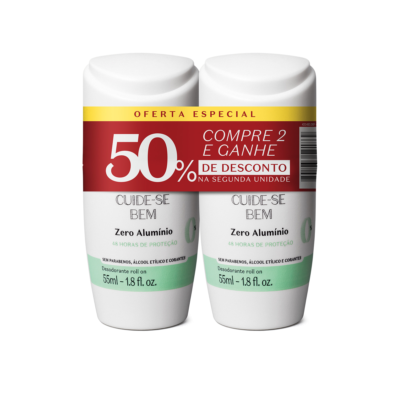 Kit Desodorante Roll On Cuide-se Bem Zero Alumínio 2x55ml