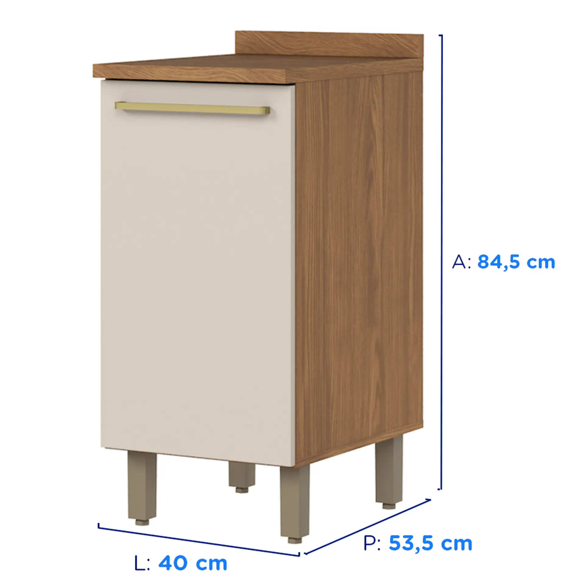 Balcão com Tampo 1 Porta 40cm MDP MDF Requinte Henn - Nature/Areia HP