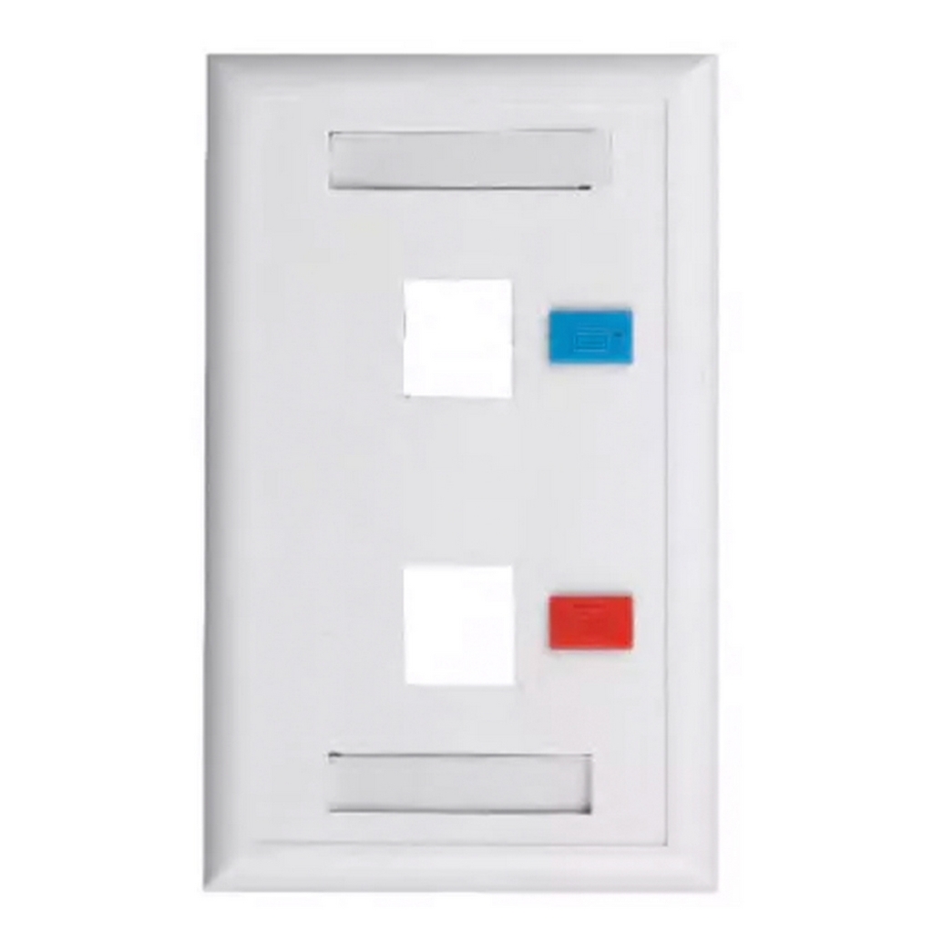 Espelho para Caixa 4x2 para 2 Keystones Branco Seccon SecLan - K-GL-1218B