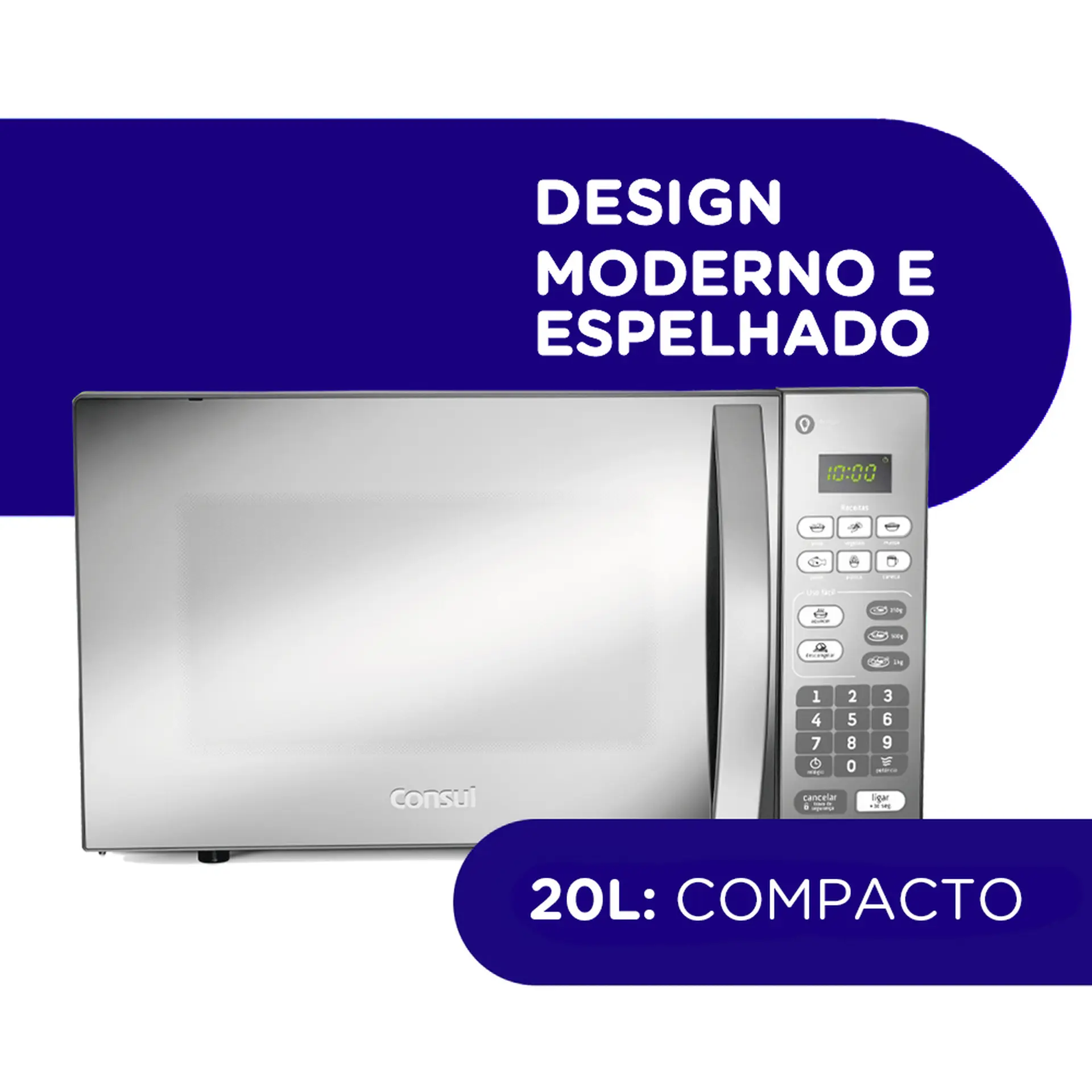 Micro-ondas Consul 20L 620W Espelhado Função Descongelar CM020BF - Inox - 110 Volts