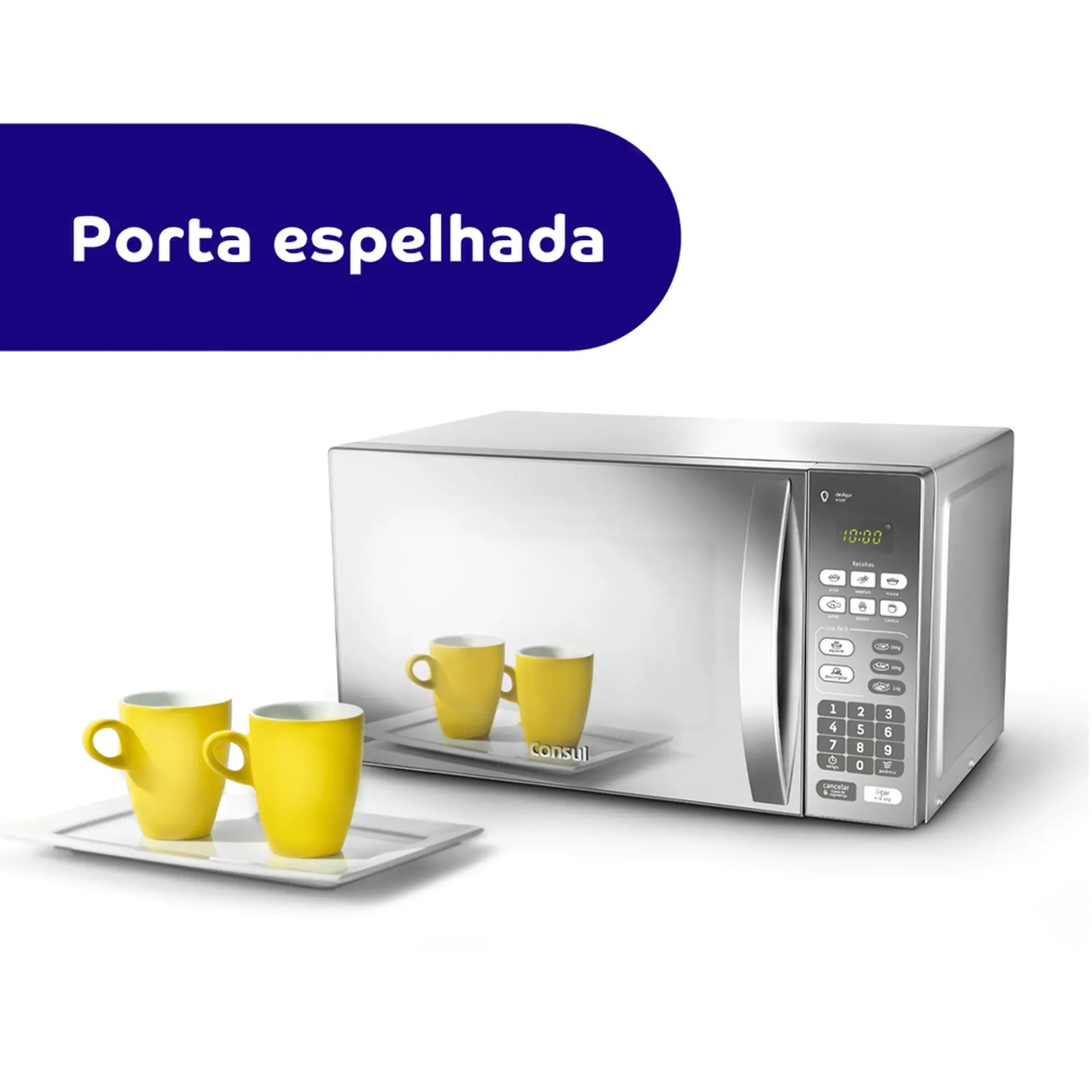 Micro-ondas Consul 20L 620W Espelhado Função Descongelar CM020BF - Inox - 110 Volts