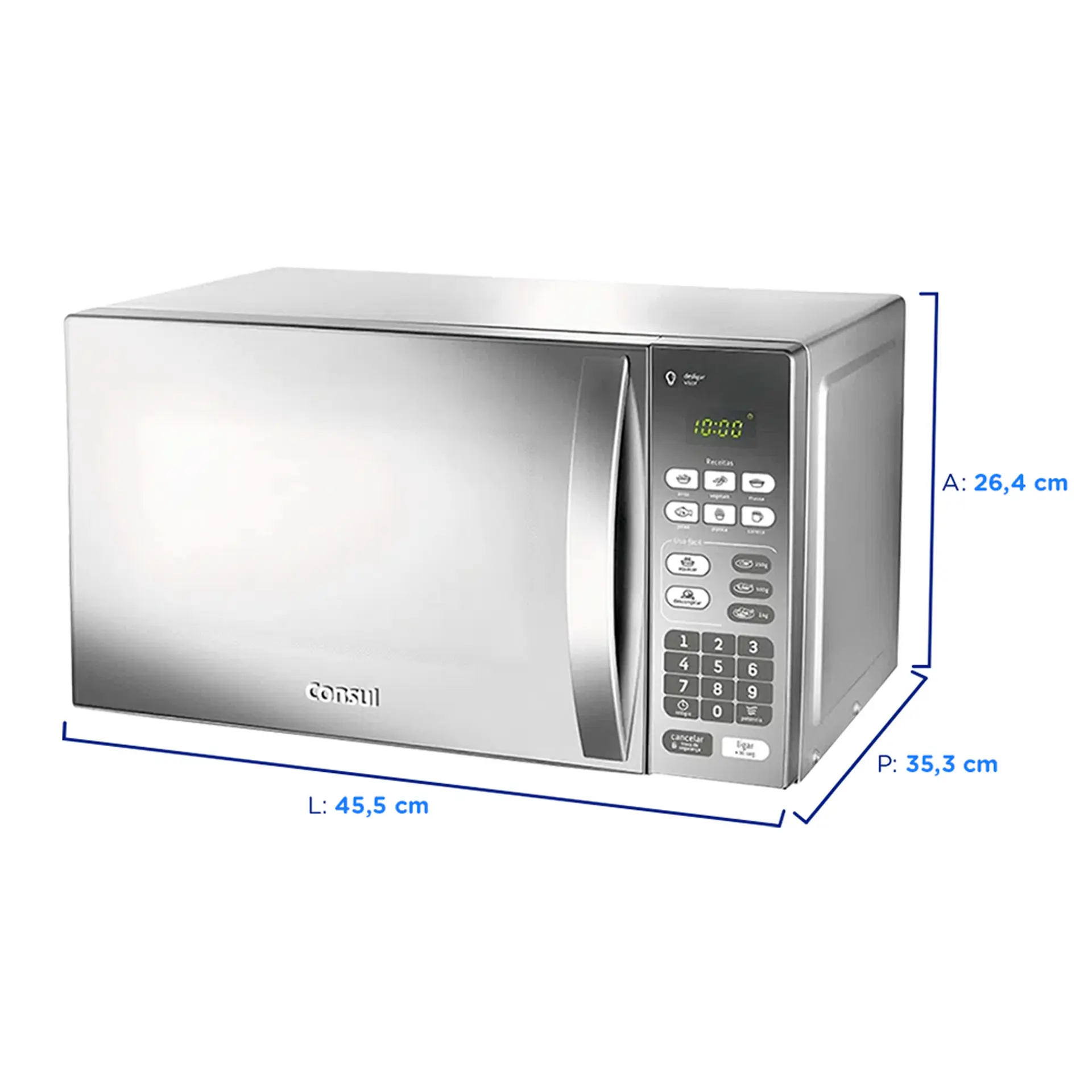 Micro-ondas Consul 20L 620W Espelhado Função Descongelar CM020BF - Inox - 110 Volts