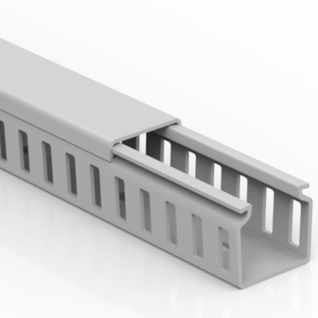 Canaleta Semiaberta Enerbras Barra 2 Metros 30x30mm Cinza - Unitário - 3030-E/S