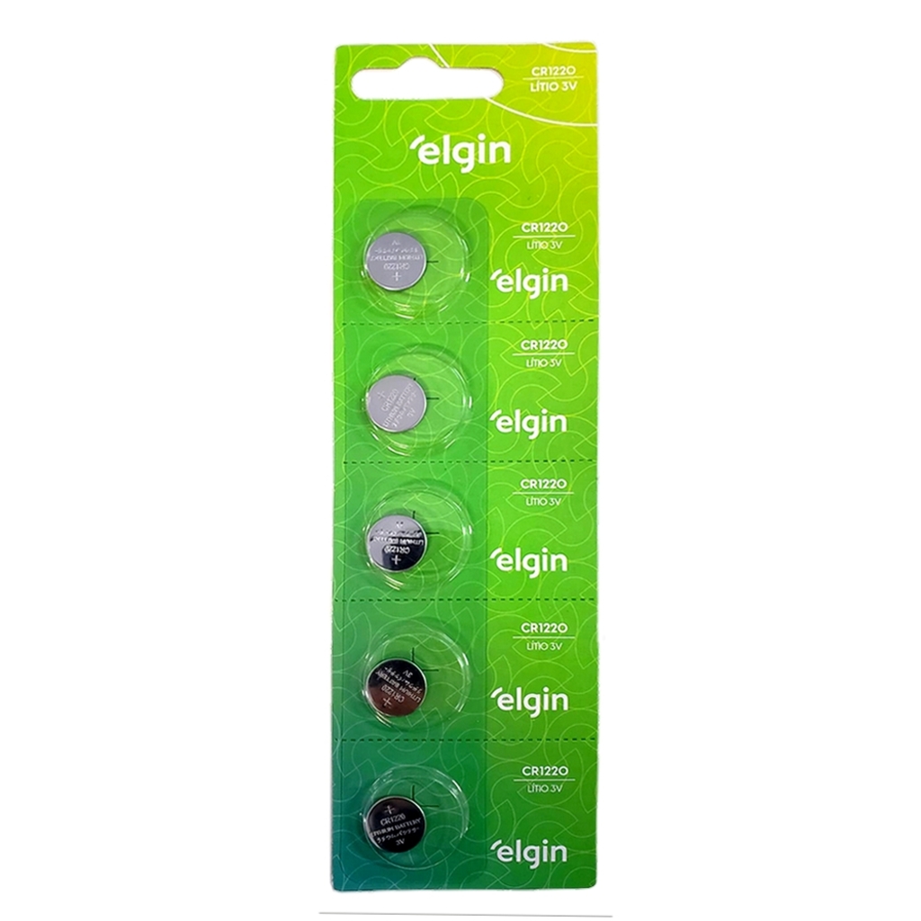 Bateria CR1220 3,0 Volts Elgin - 82302 - Cartela com 5 Baterias
