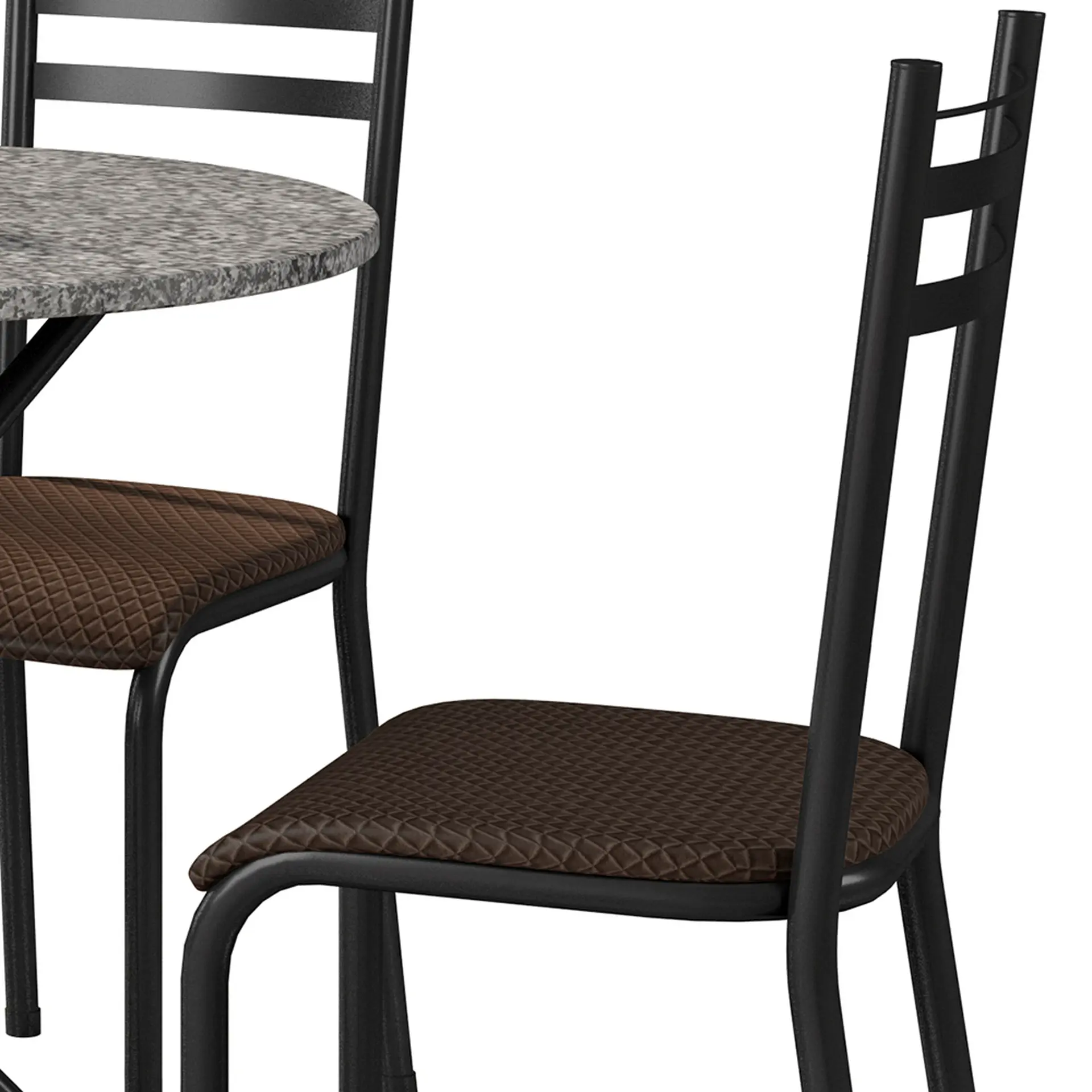 Conjunto de Mesa 4 Cadeiras Tampo Granito Lyon Fabone - Preto Fosco/Café