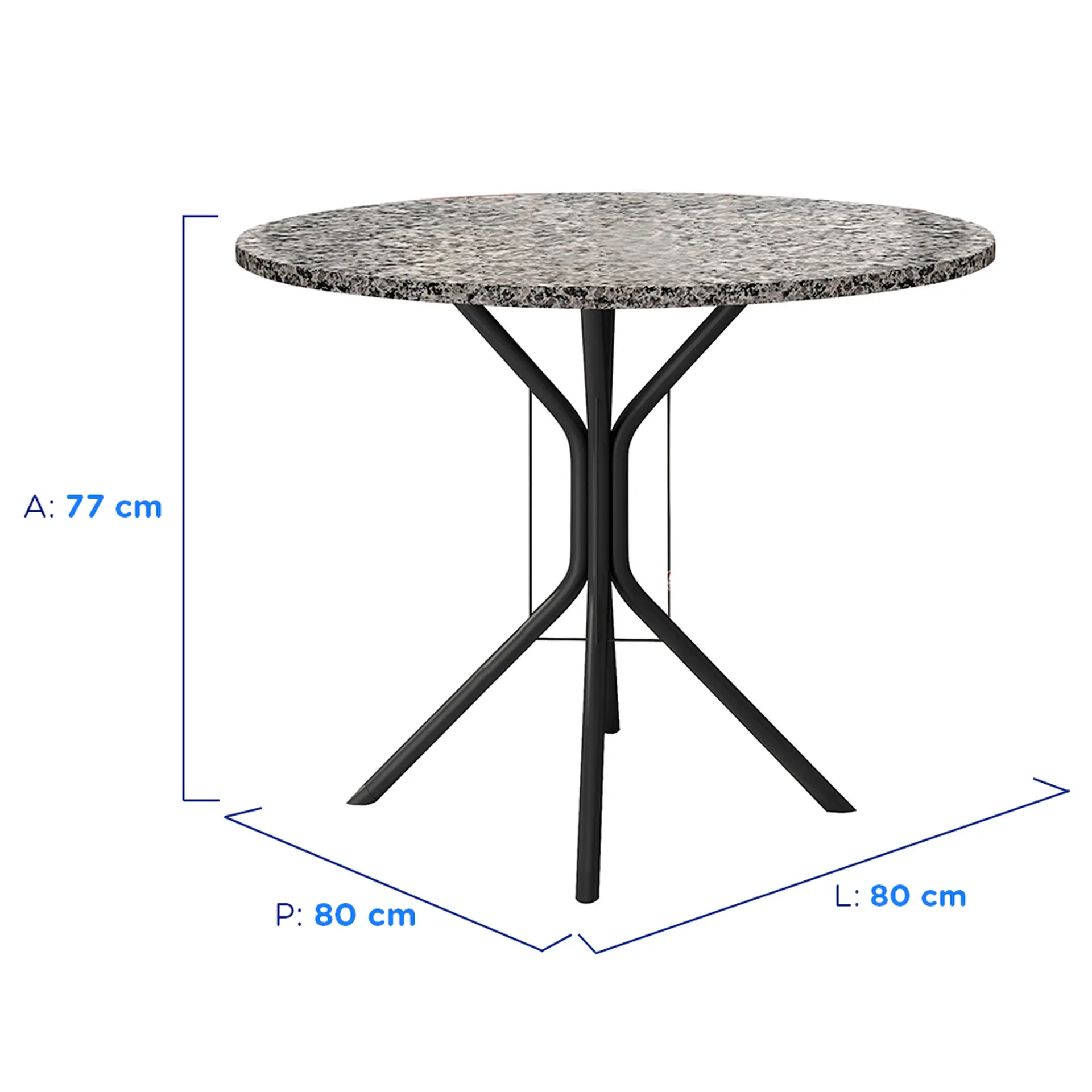 Conjunto de Mesa 4 Cadeiras Tampo Granito Lyon Fabone - Preto Fosco/Café