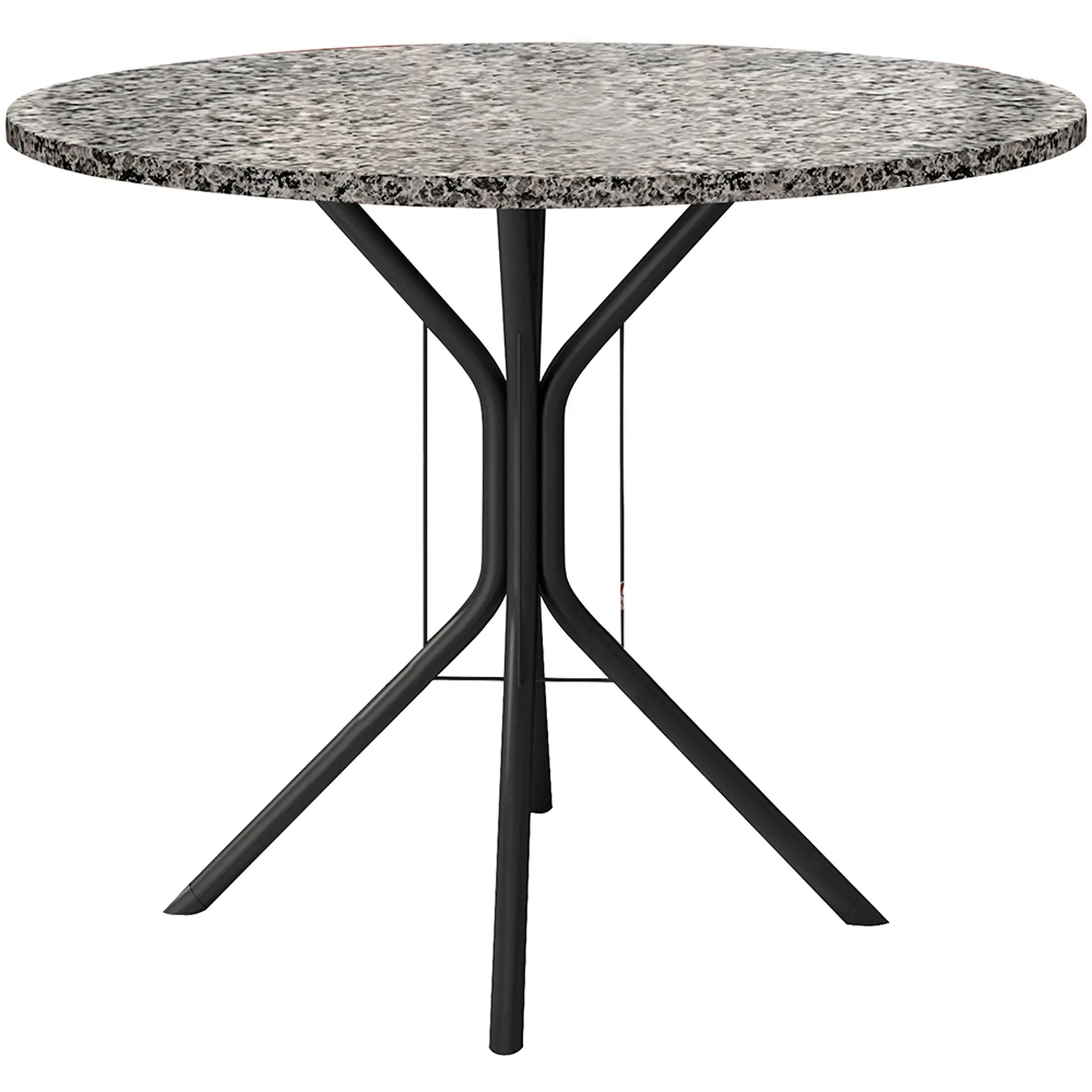 Conjunto de Mesa 4 Cadeiras Tampo Granito Lyon Fabone - Preto Fosco/Café