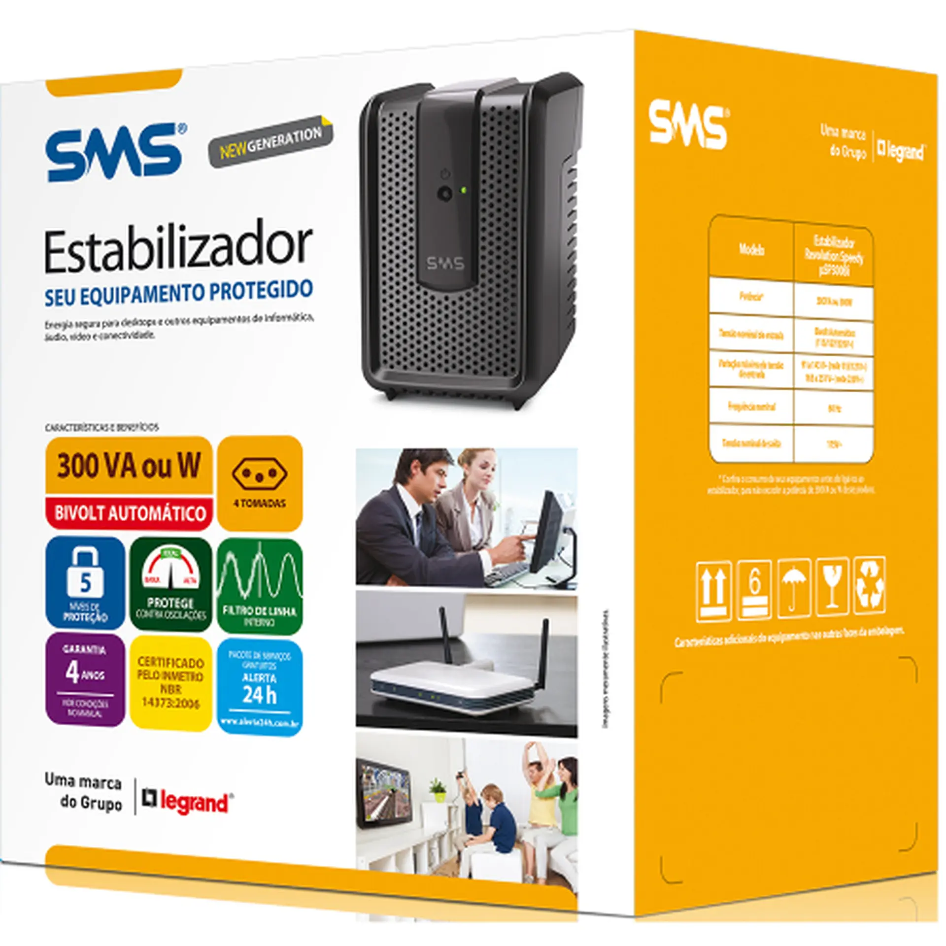 Estabilizador SMS Revolution Speedy 300VA 4 Tomadas Filtro de Linha 159/70 - Grafite - Bivolt