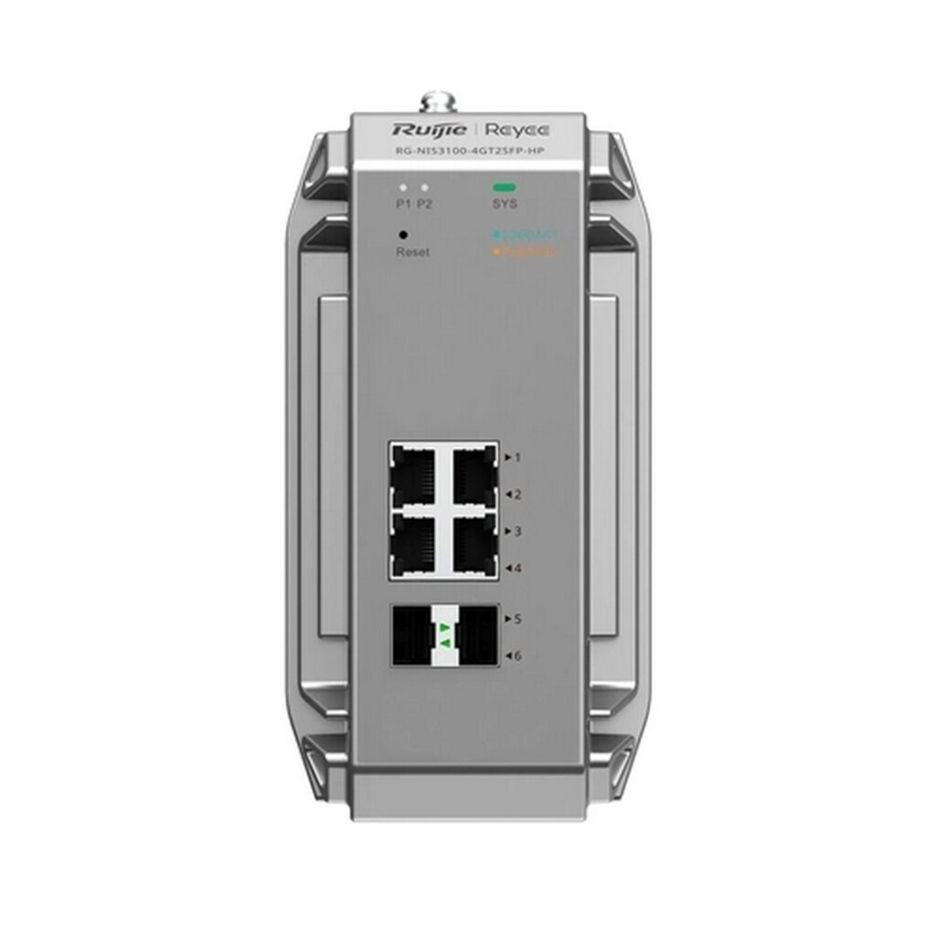 Switch Industrial PoE+ Gerenciável Ruijie/reyee RG-NIS3100-4GT2SFP-HP 4 Portas GE 10/100/1000 + 2  Portas SFP Sem Fonte