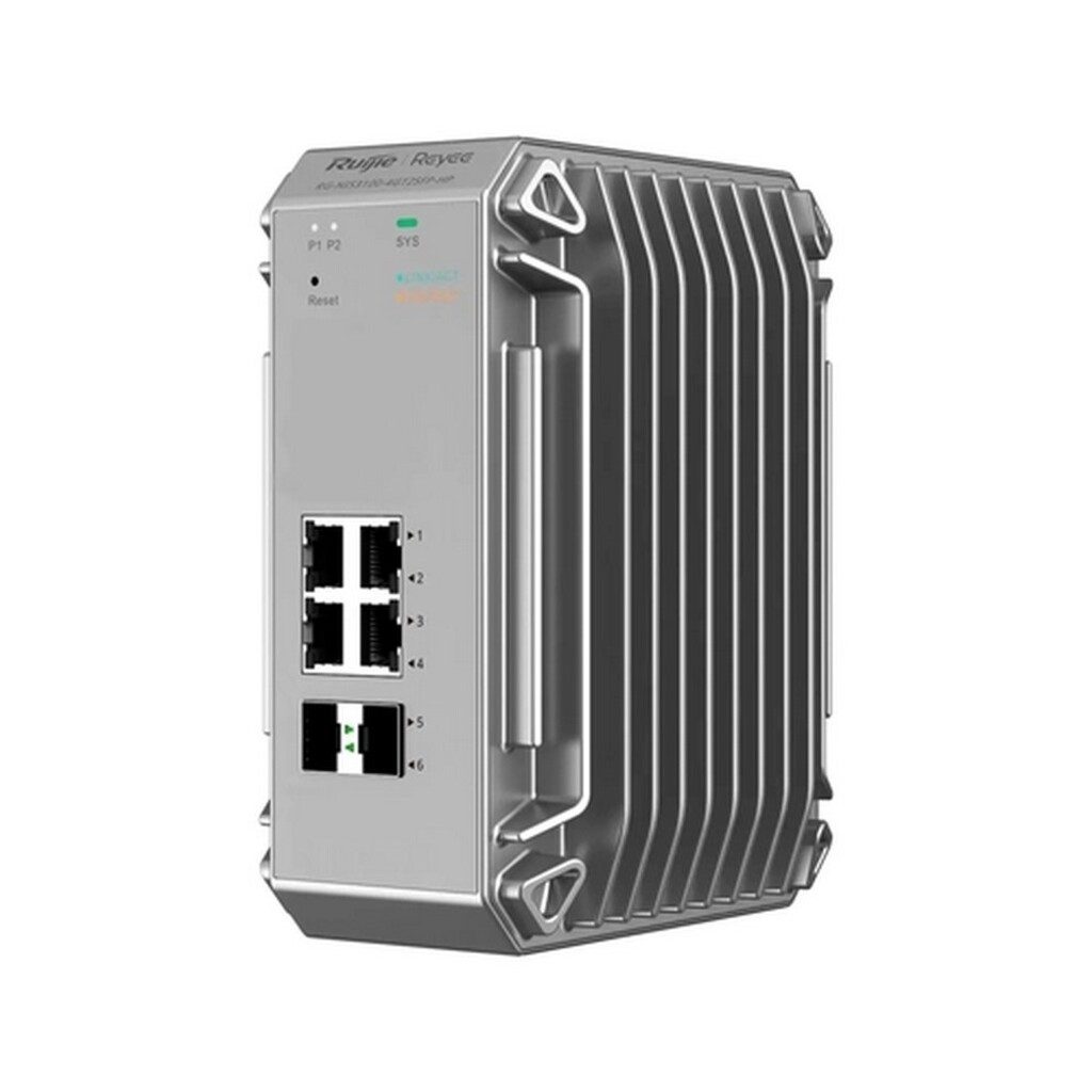 Switch Industrial PoE+ Gerenciável Ruijie/reyee RG-NIS3100-4GT2SFP-HP 4 Portas GE 10/100/1000 + 2  Portas SFP Sem Fonte