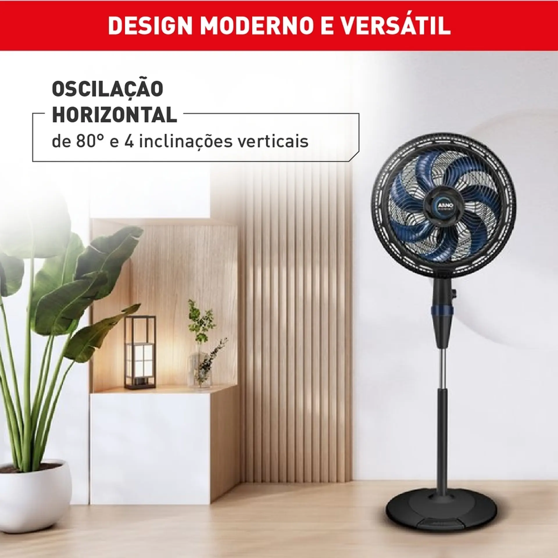Ventilador de Coluna Arno X-Treme 7 40cm 7 Pás 3 Velocidades 150W VE7C - Preto - 110 Volts
