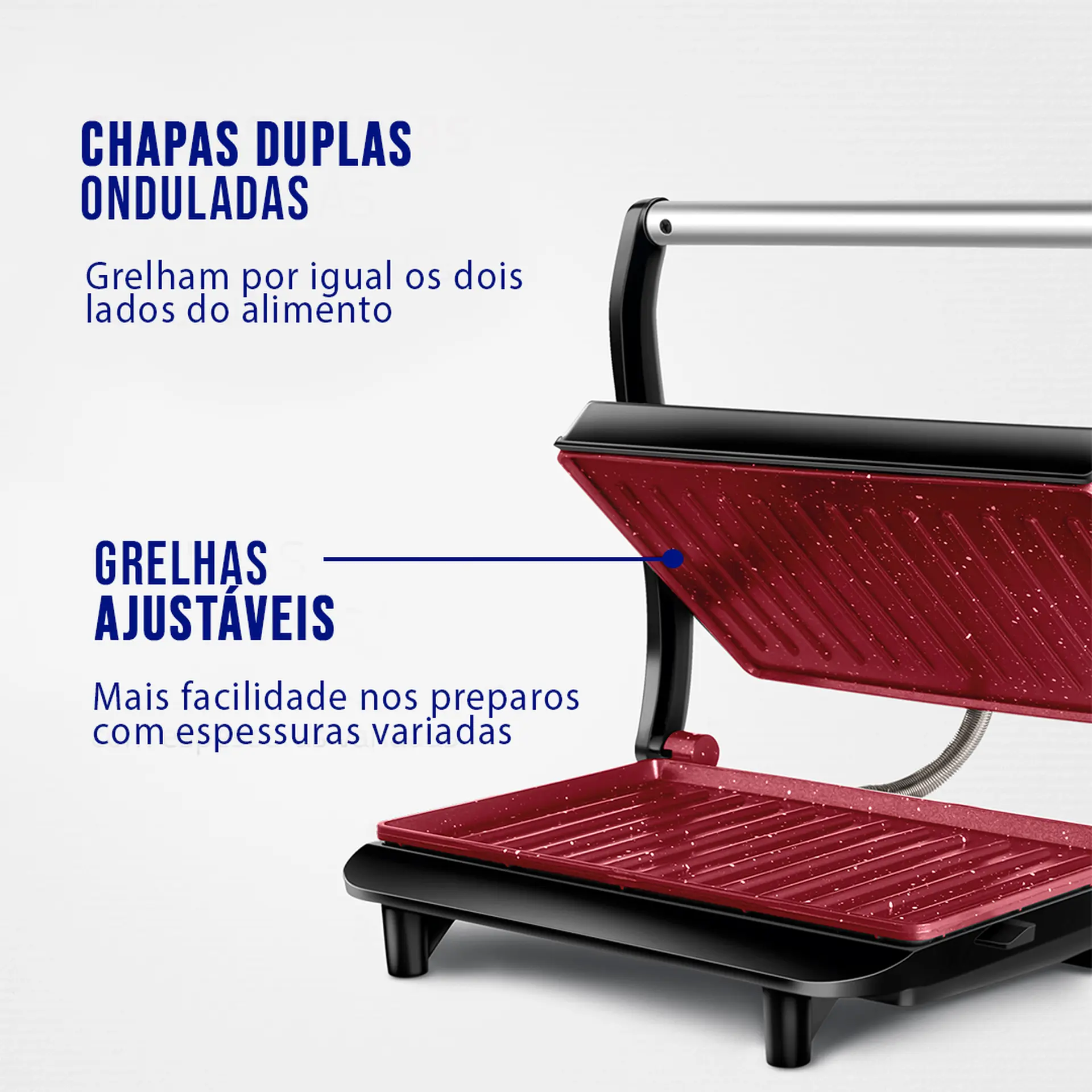 Grill Sanduicheira Mondial Ceramic PG01RC Antiaderente 1000W - Vermelho/Preto - 110 Volts