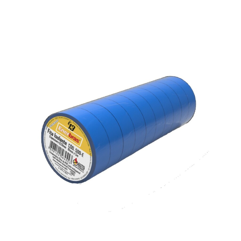 Fita Isolante Autoextinguível Enerbras 5 Metros Azul - Pacote com 10 Fitas Isolantes - 500-EAZ