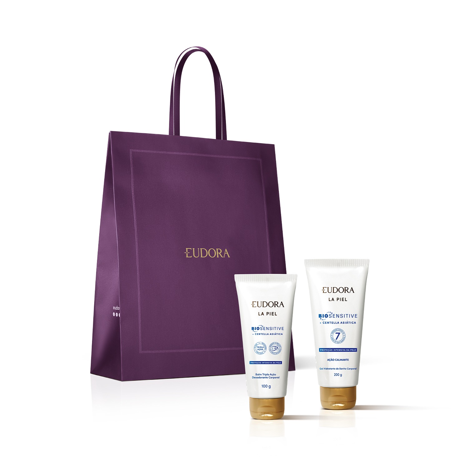 Combo Presente La Piel Biosensitive: Gel Banho 200g + Balm Tripla Ação 100g + Sacola