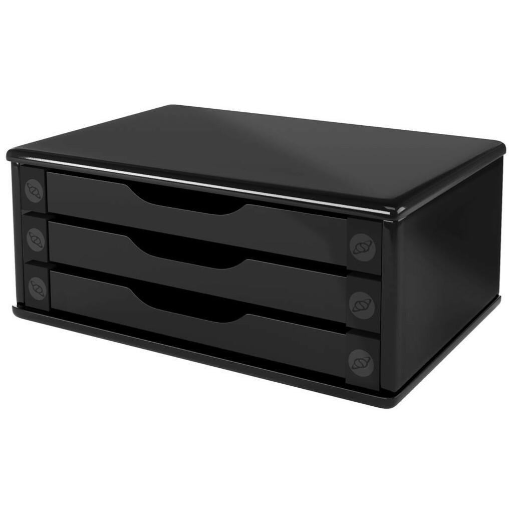 Suporte para Monitor MDF 3 Gavetas Preto Souza - 3347