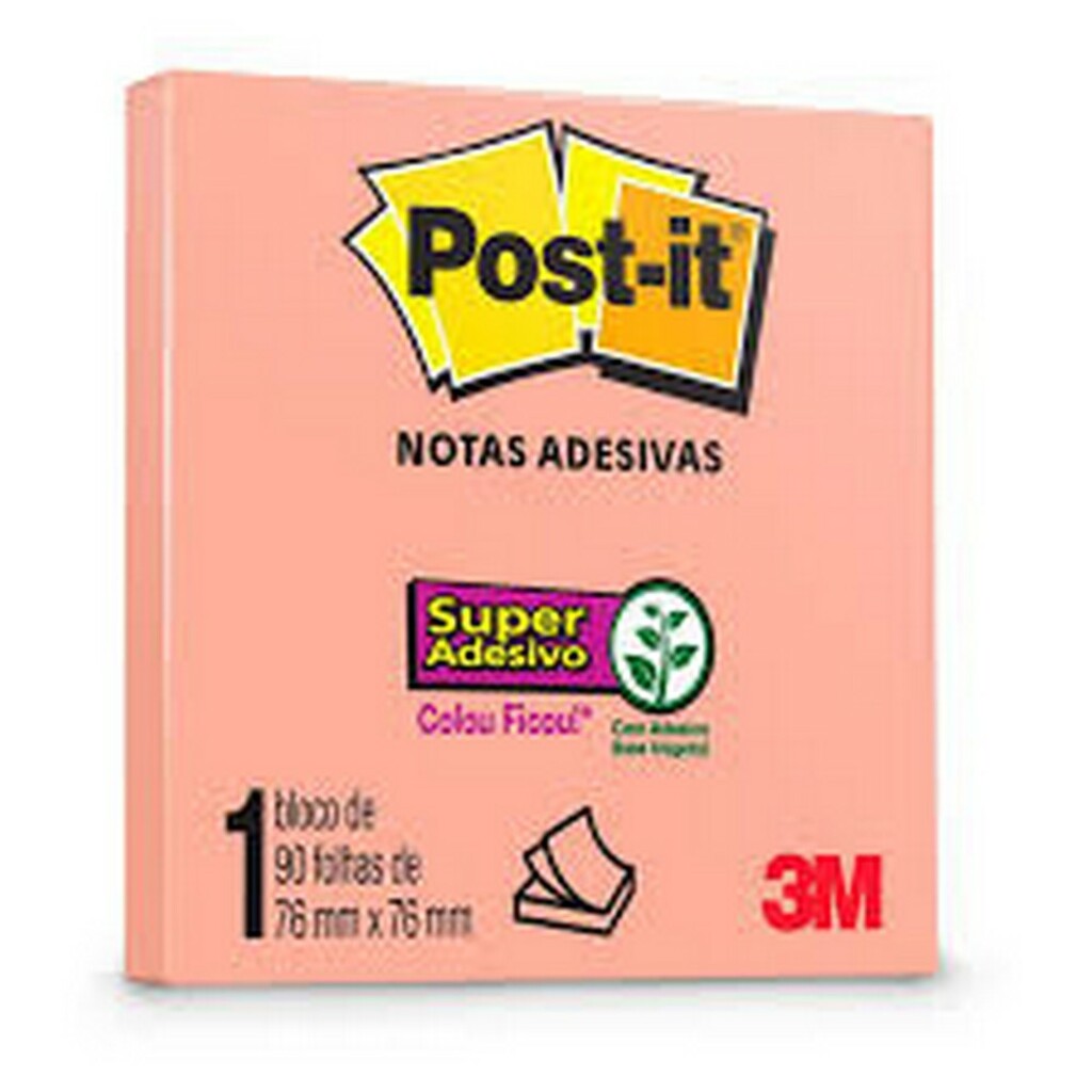 Bloco de Notas Adesivo 76X76mm com 1 Bloco de 90 Folhas Damasco - Post-it - 3M - HB004604029