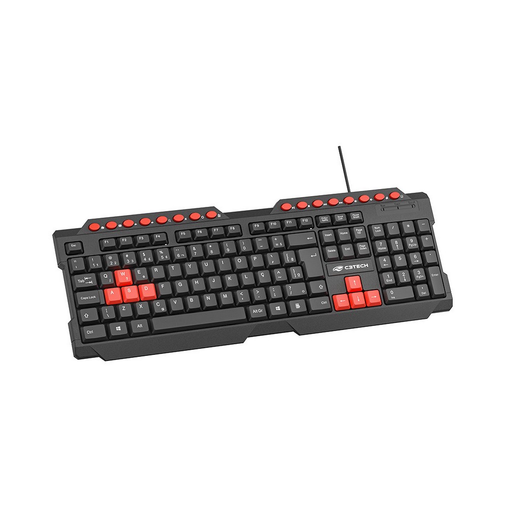 Teclado USB Gamer C3Tech Multimídia KG10V2BK Preto