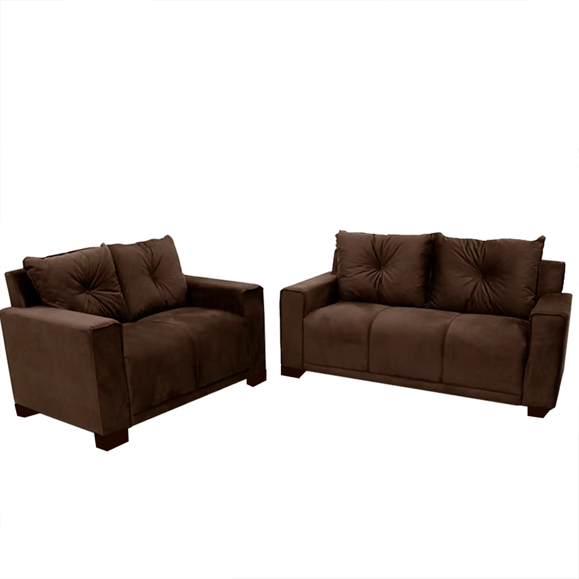 Sofá Fixo 2 e 3 Lugares Revestimento Suede Unique Gazin - Marrom