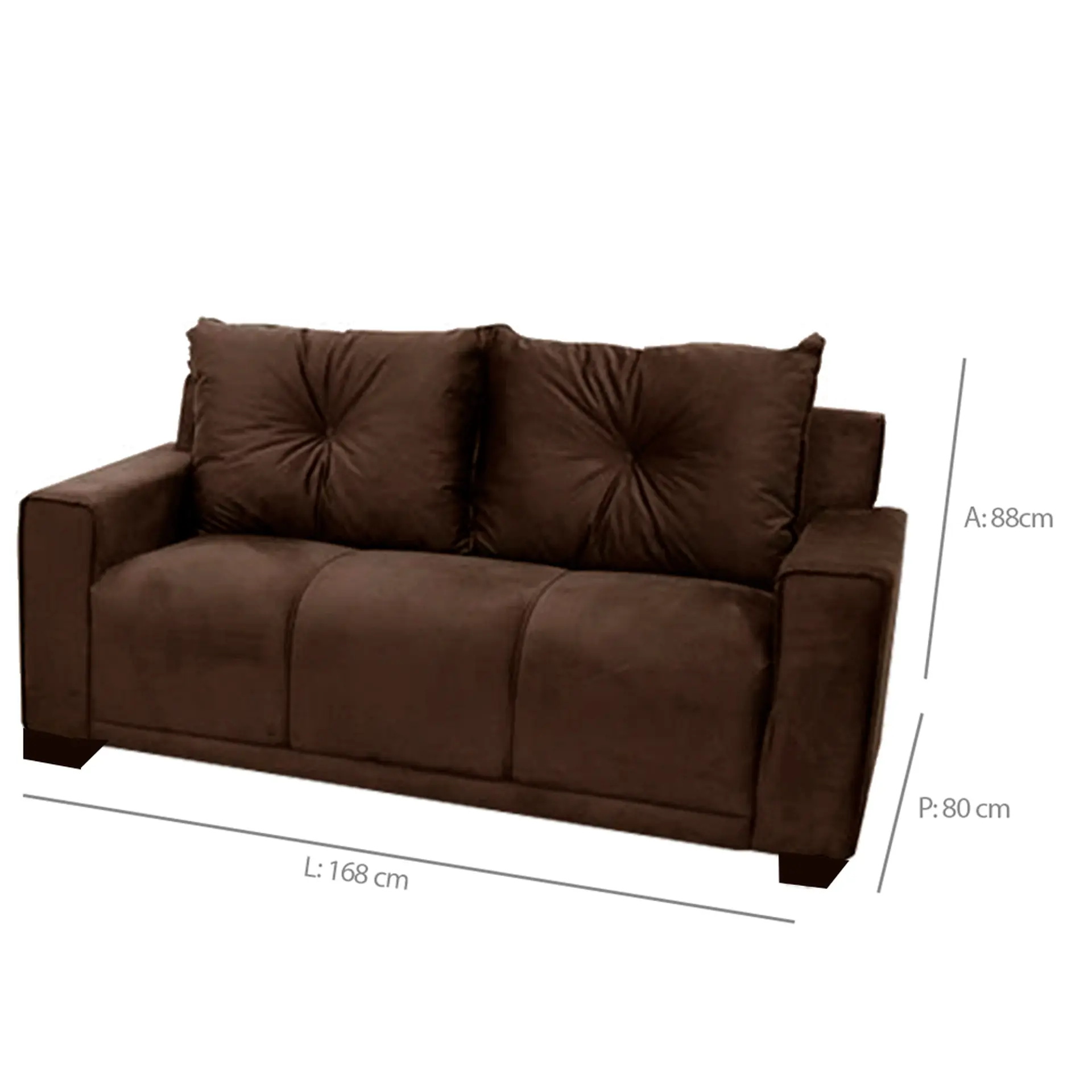 Sofá Fixo 2 e 3 Lugares Revestimento Suede Unique Gazin - Marrom
