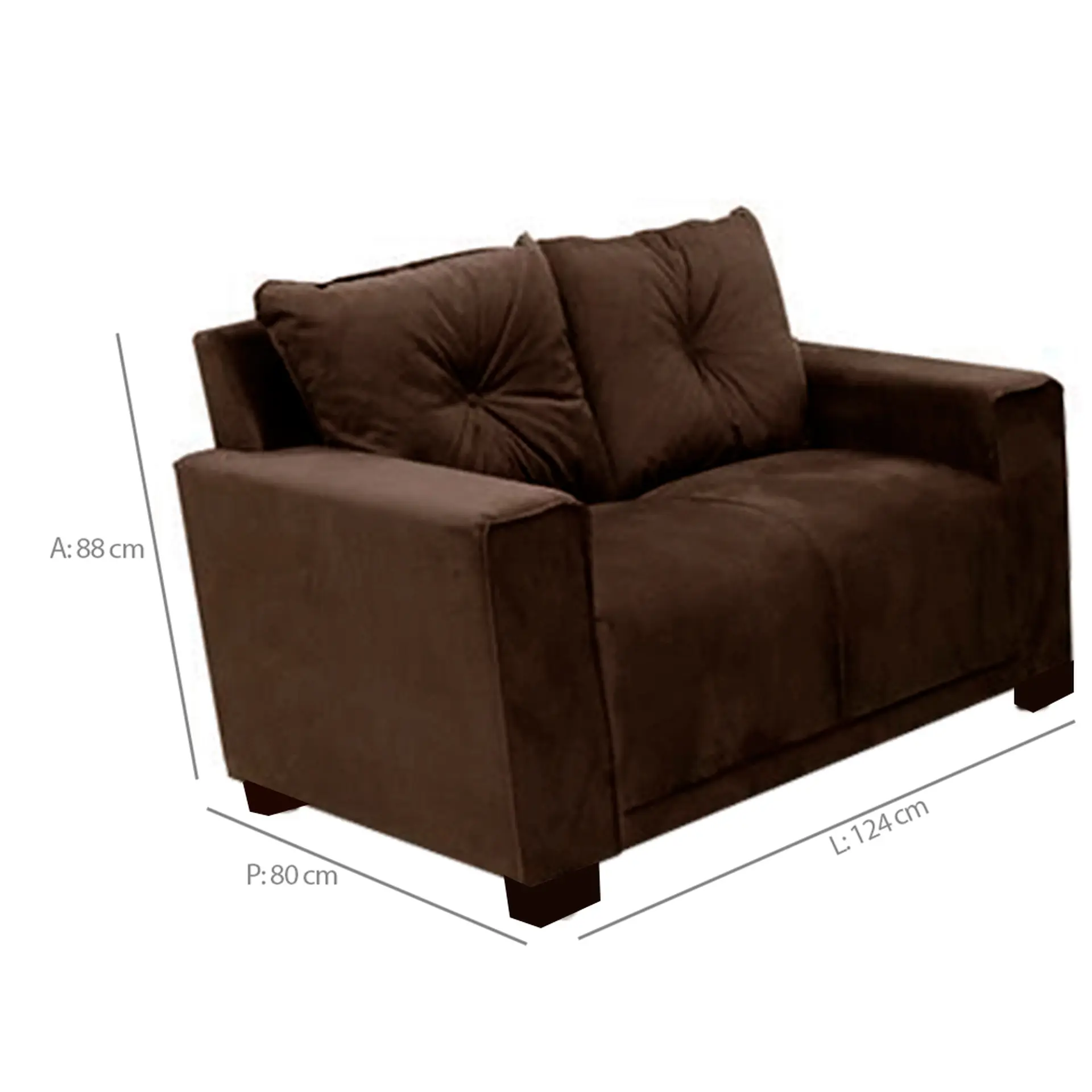 Sofá Fixo 2 e 3 Lugares Revestimento Suede Unique Gazin - Marrom