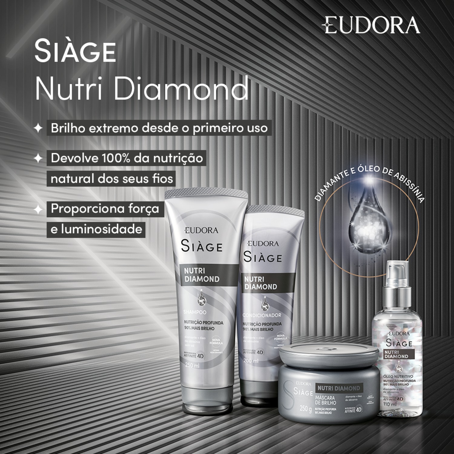 Máscara Capilar de Brilho Siàge Nutri Diamond 250g