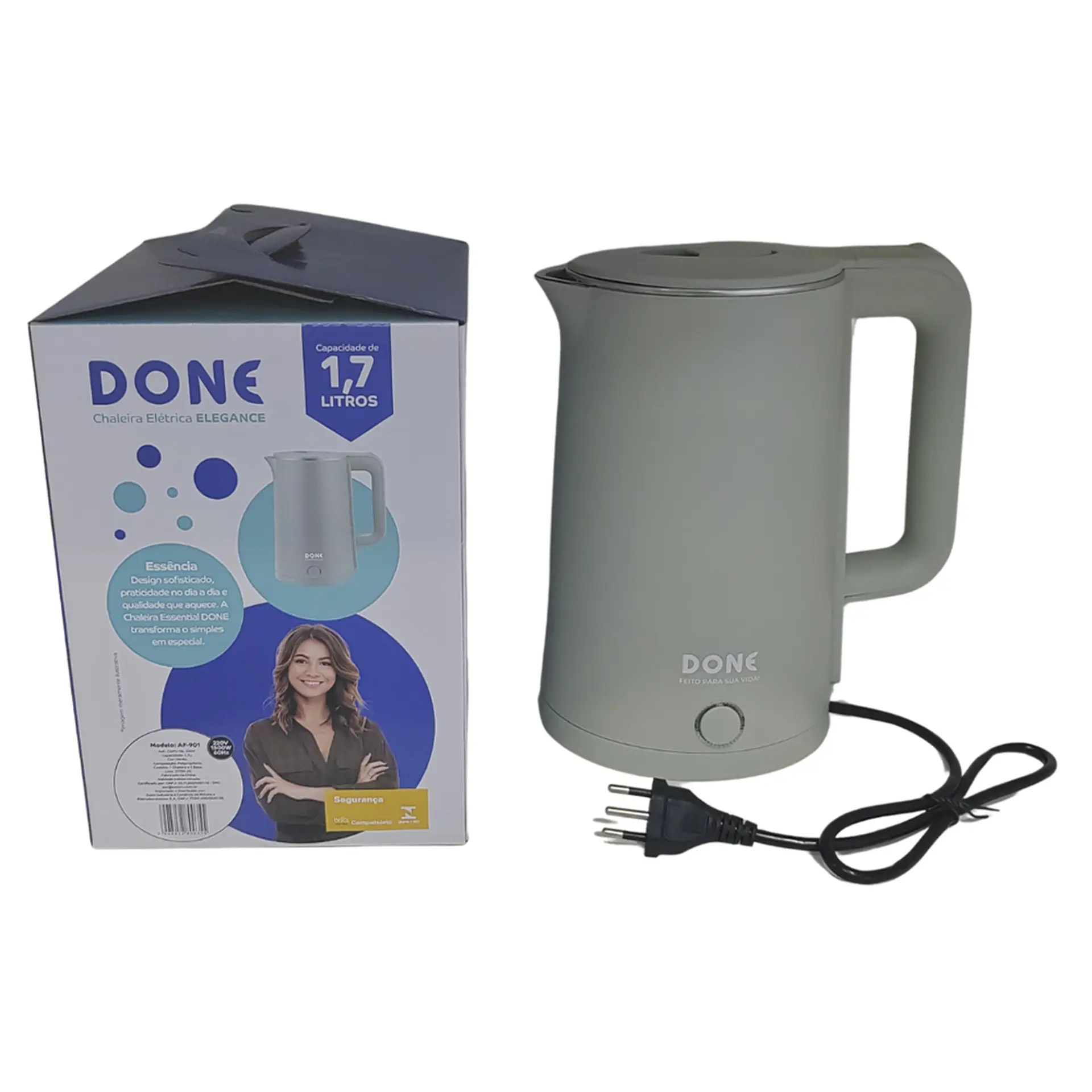 Chaleira Elétrica Done Elegance 1,7L 1500W Bivolt - Verde - 220 Volts