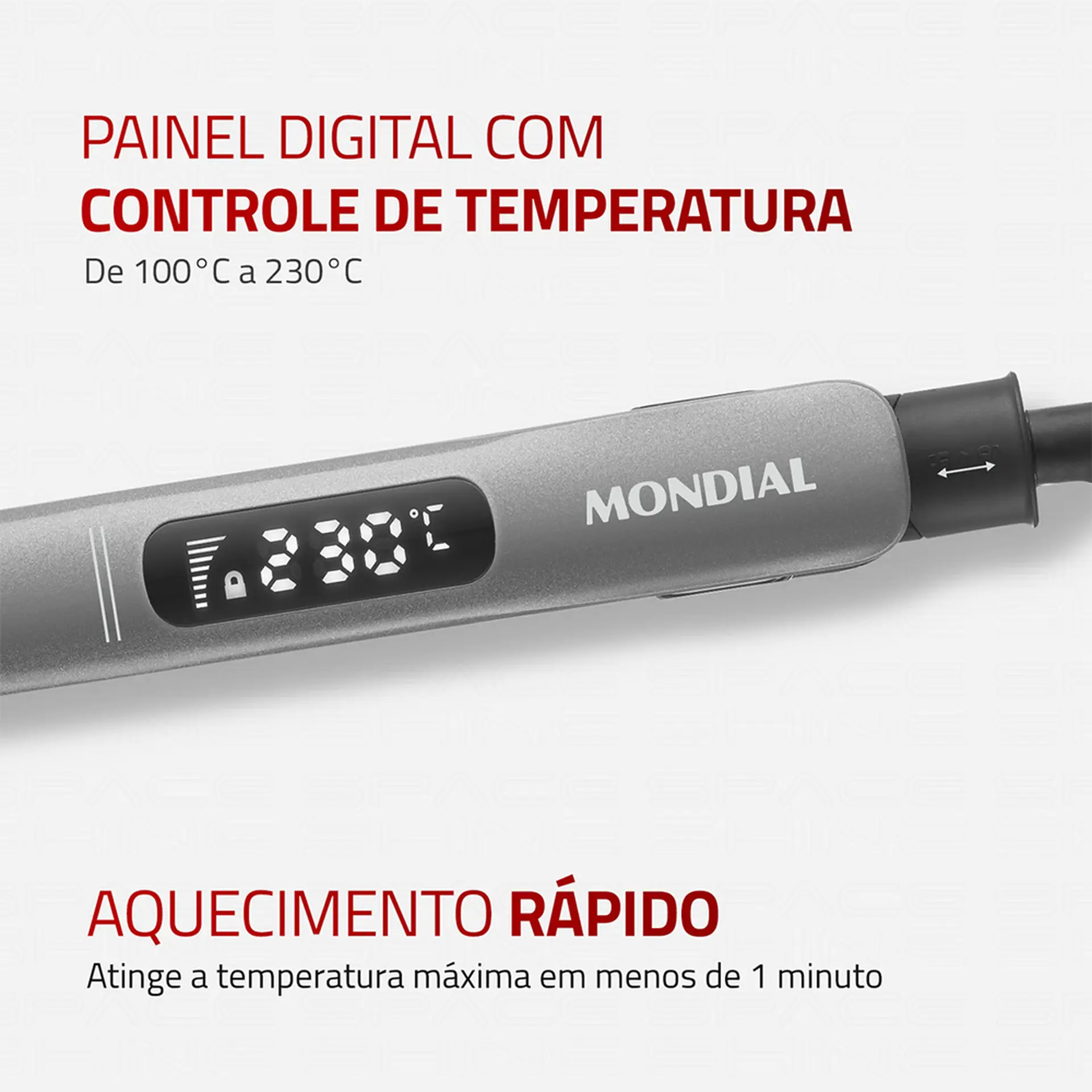 Chapinha Mondial Space Shine P-25 Tourmaline Íon 230°C Painel digital - Grafite - Bivolt