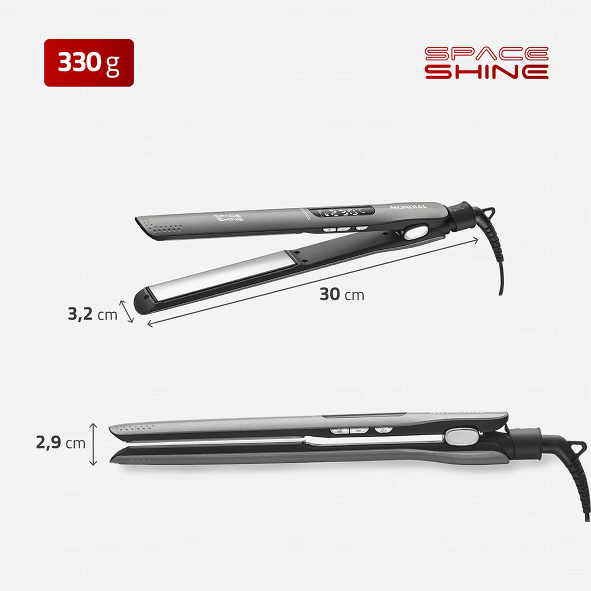 Chapinha Mondial Space Shine P-25 Tourmaline Íon 230°C Painel digital - Grafite - Bivolt