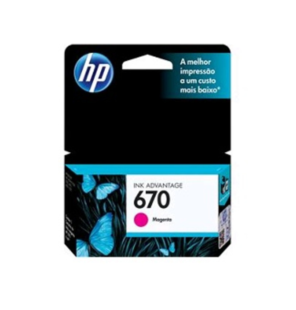 Cartucho de Tinta HP 670 Magenta Original - CZ115AB - 300 páginas para 4615, 4625, 3525, 5525