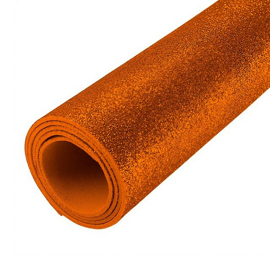 Eva com Glitter 40x48 Centímetros 2mm BRW Pacote com 05 Unidades Laranja - PE3506