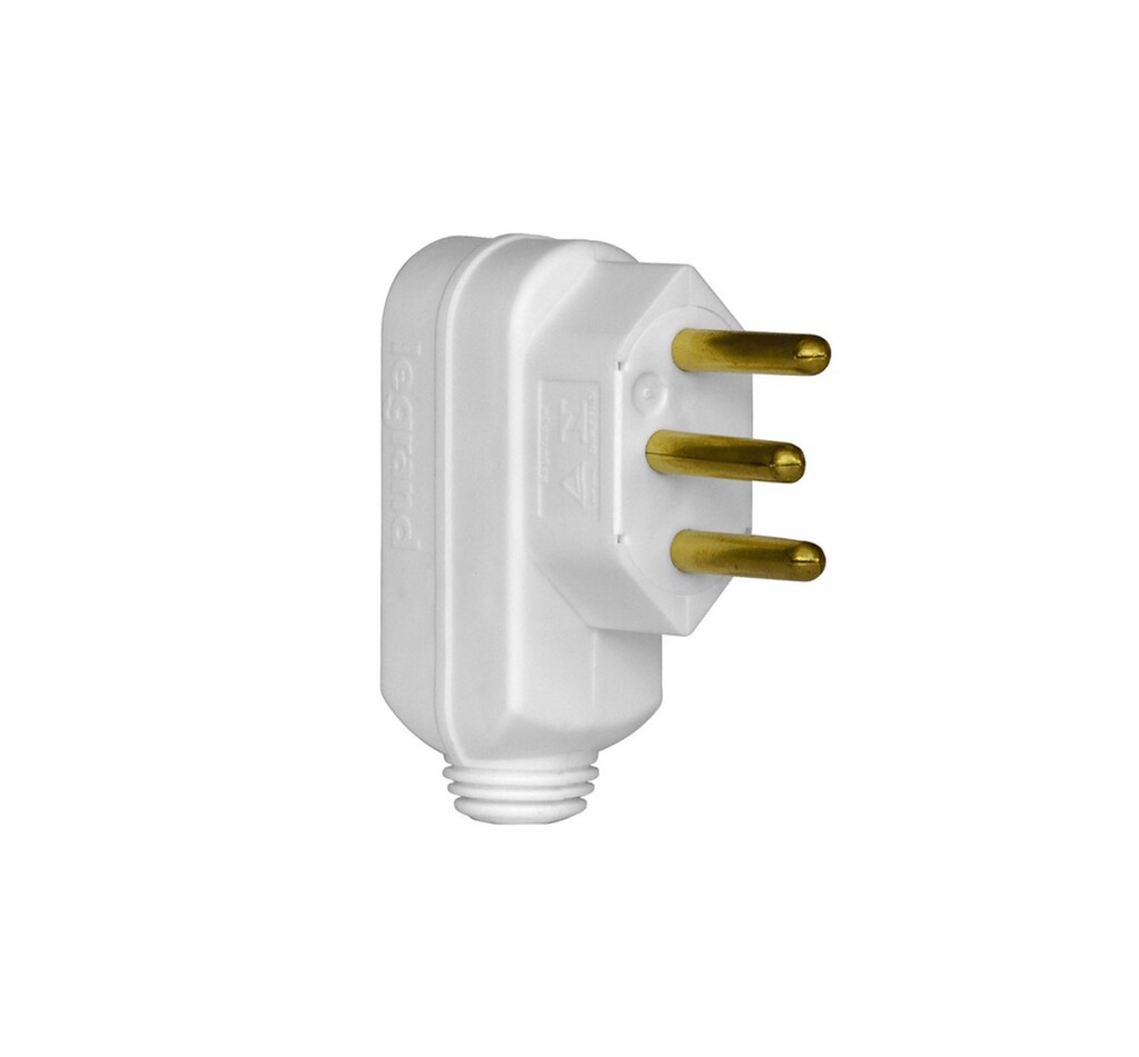 Plug Macho Legrand I Pial 3 Pinos Redondo 10 Amperes Branco - 615901 Unitário
