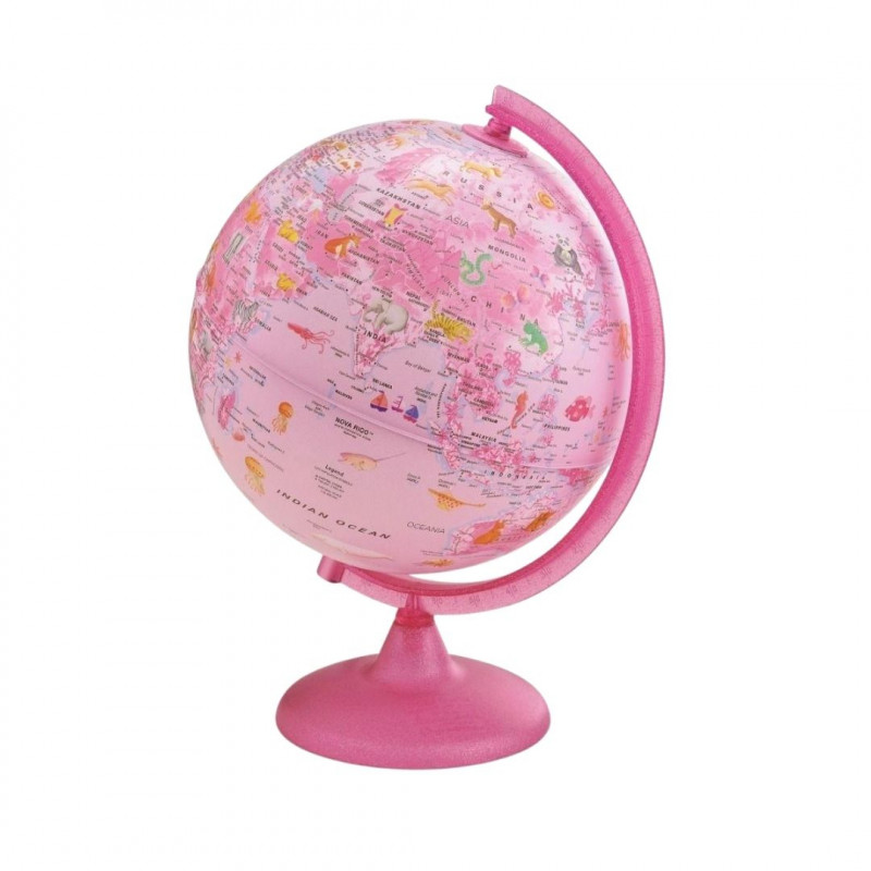 Globo Terrestre 25cm Zoom Decorativo Iluminado Pink