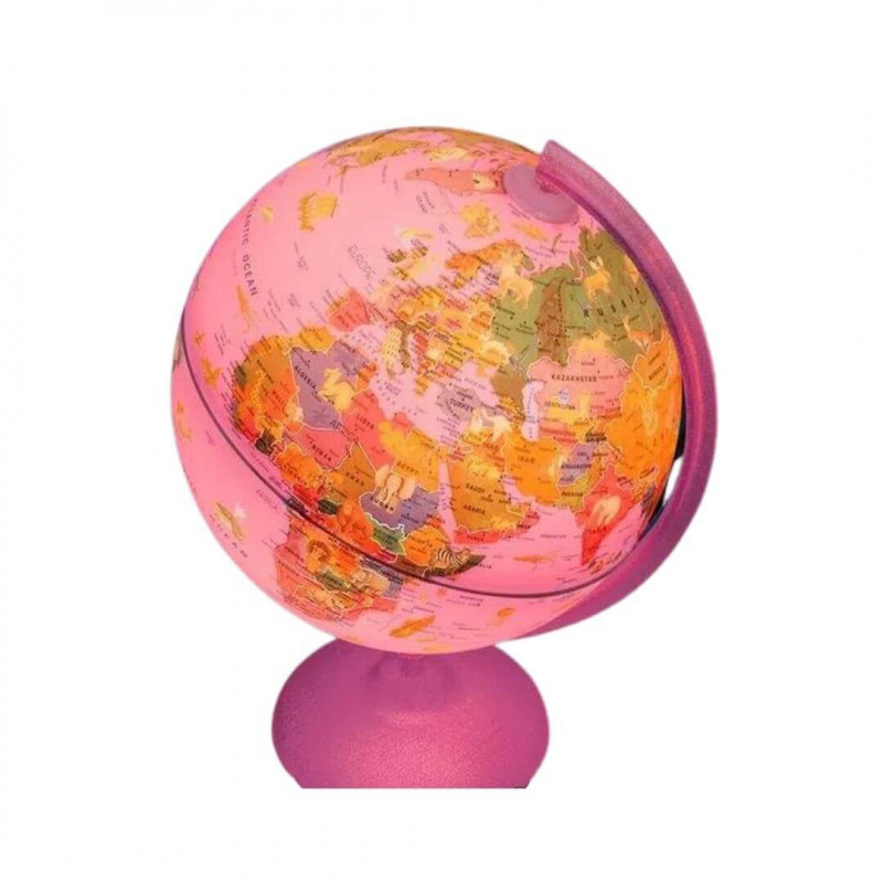 Globo Terrestre 25cm Zoom Decorativo Iluminado Pink
