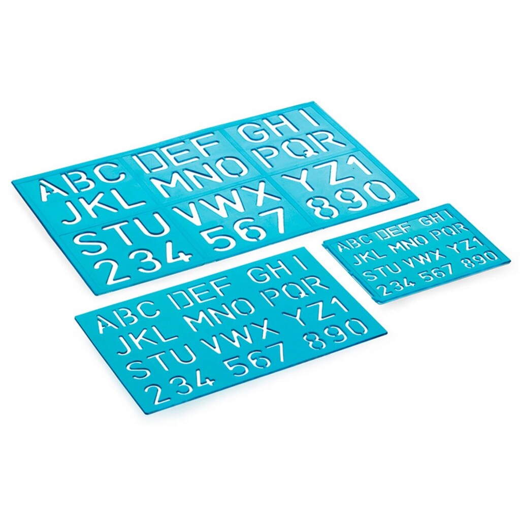 Kit Normografo Escolar Azul 3 Peças - Maxcril - 10140005