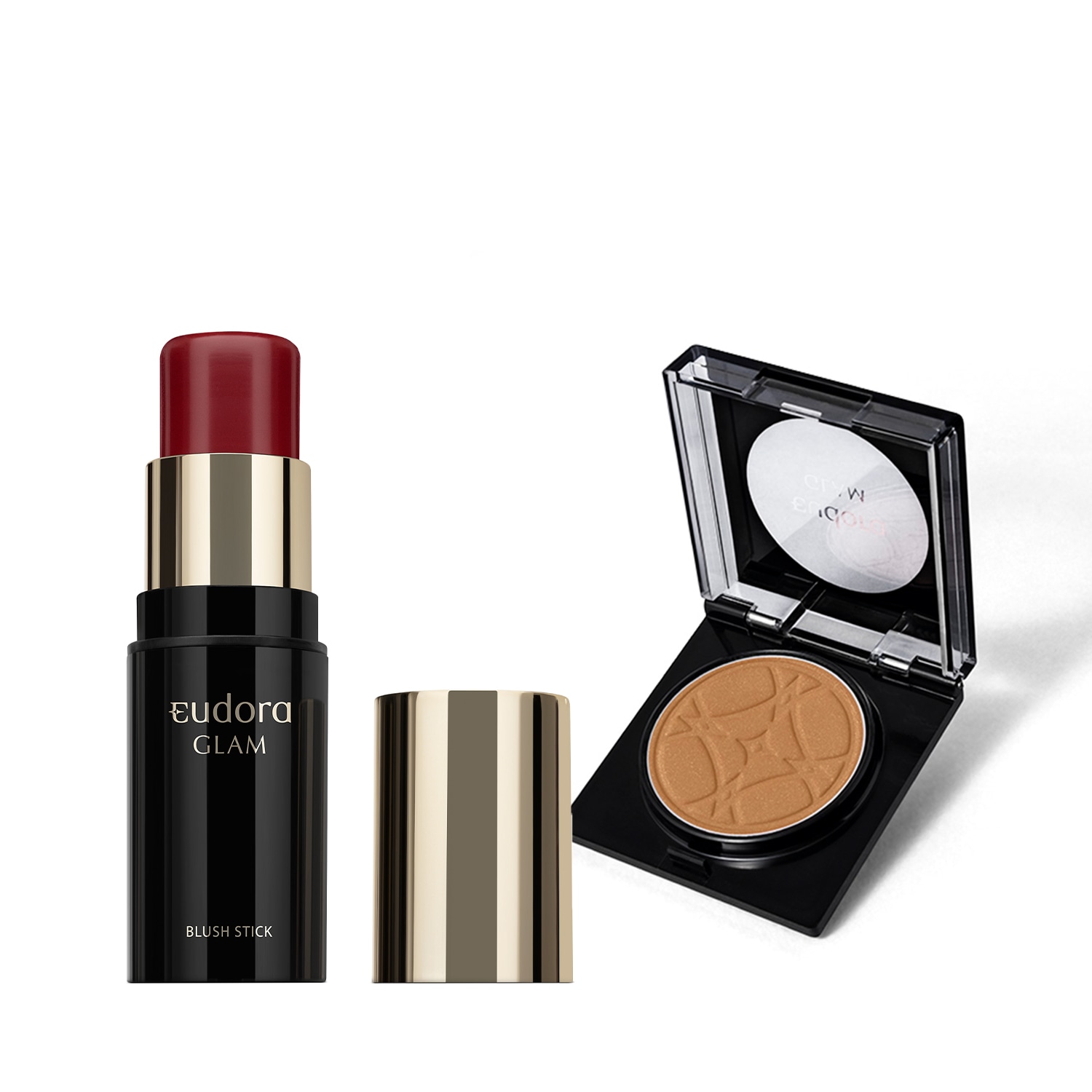 Combo Glam Blush: em Pó Brown Fashioned 5g + Stick Malva 5g