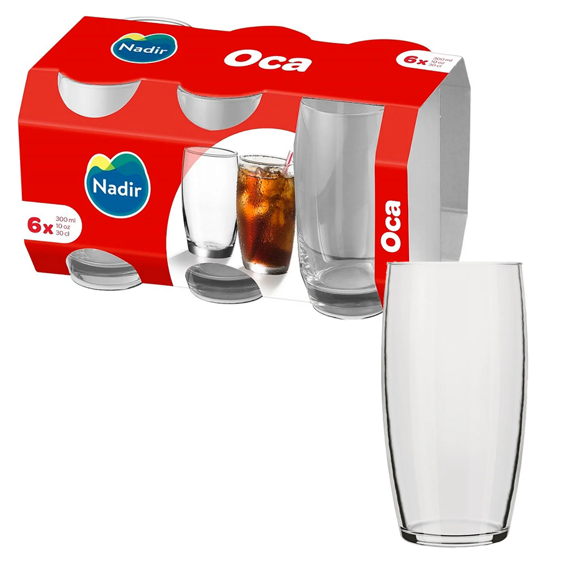 Conjunto de Copos 6 Peças de Vidro 300mL Nadir Oca