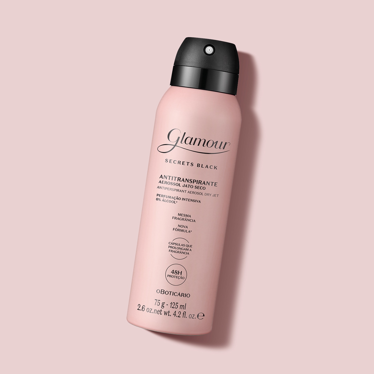 Desodorante Antitranspirante Aerossol Glamour Secrets Black 75g/125ml