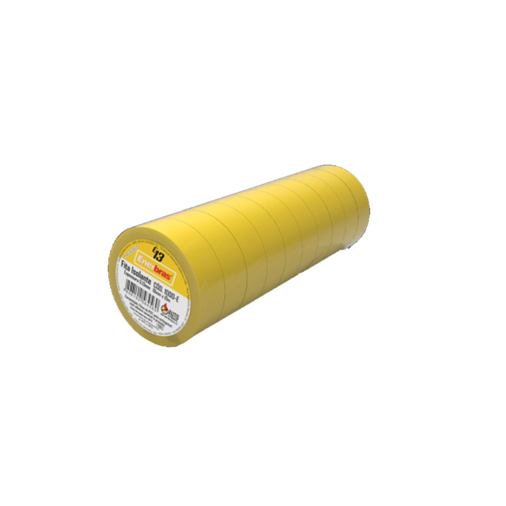 Fita Isolante Autoextinguível Enerbras 10 Metros Amarelo - Pacote com 10 Fitas Isolantes - 1000-EAM