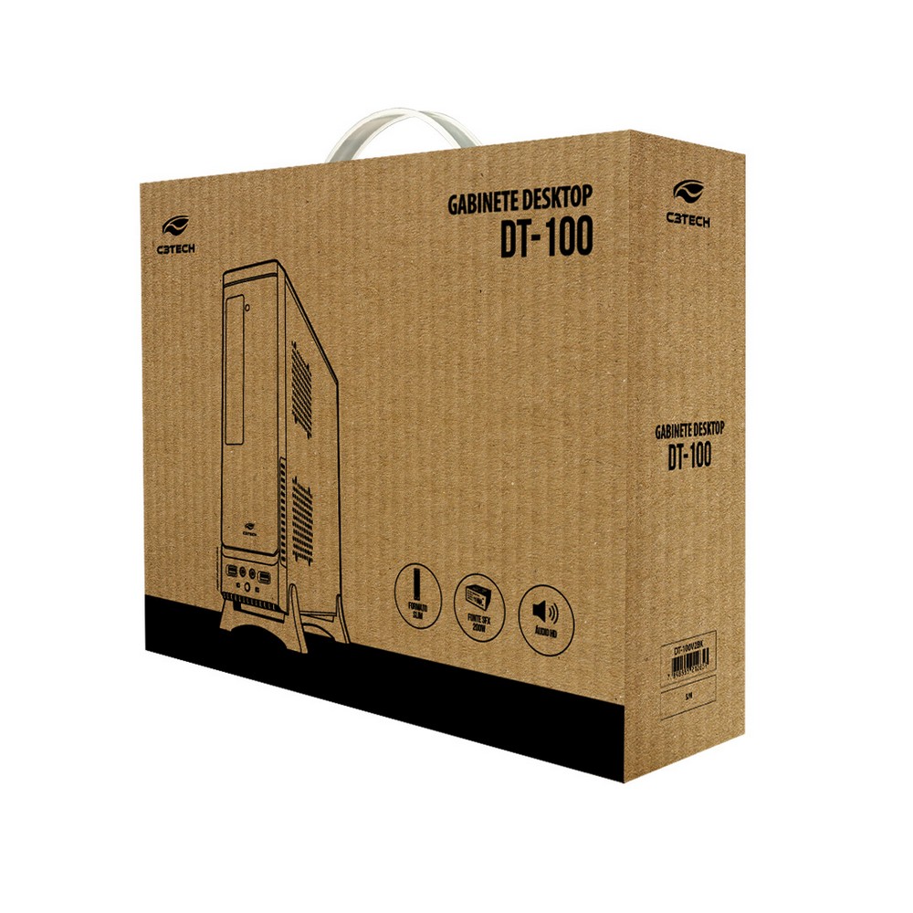 Gabinete C3Tech DT100V2BK Slim 1 Baia Preto Fonte SFX 200W