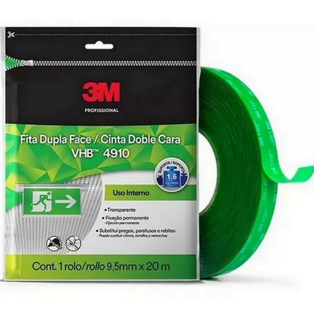 Fita Dupla Face VHB Transferível 9,5mm x 20 Metros Unitário Fixação Permanente- 3M - HB004299705