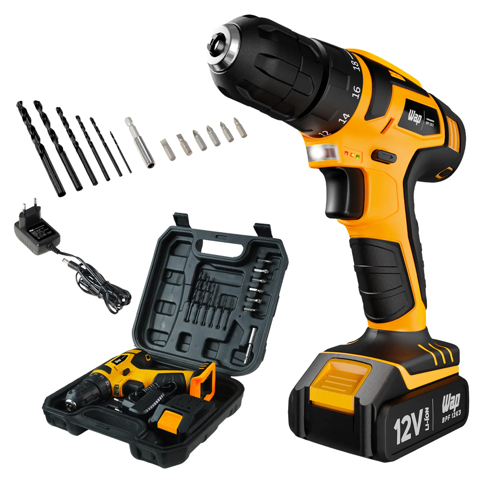 Parafusadeira Furadeira Wap 3/8 12V FW008649 - Amarelo/Preto - Bivolt