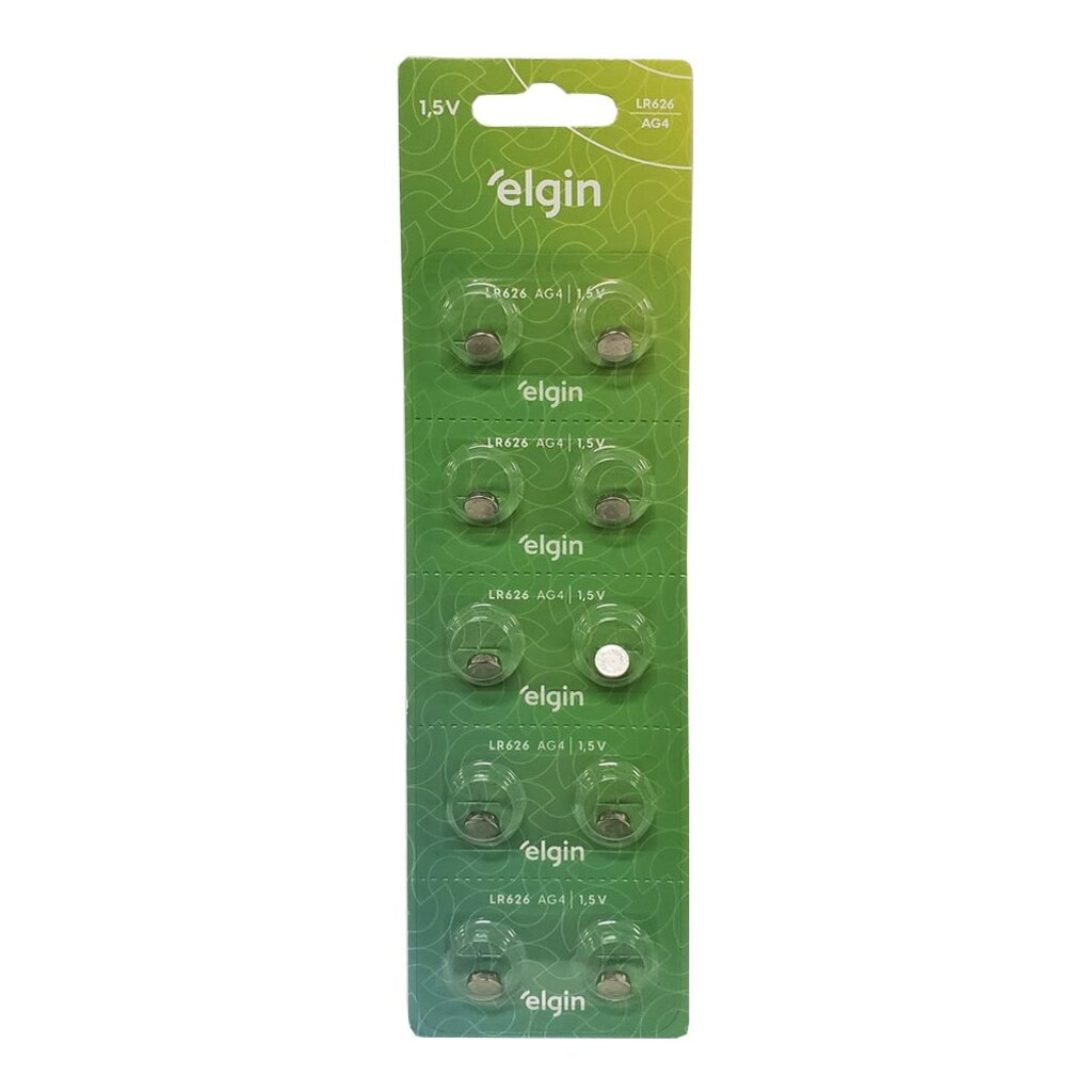 Bateria LR626 Alcalina 1,5 Volts Elgin - 82308 - Blister com 10 Baterias
