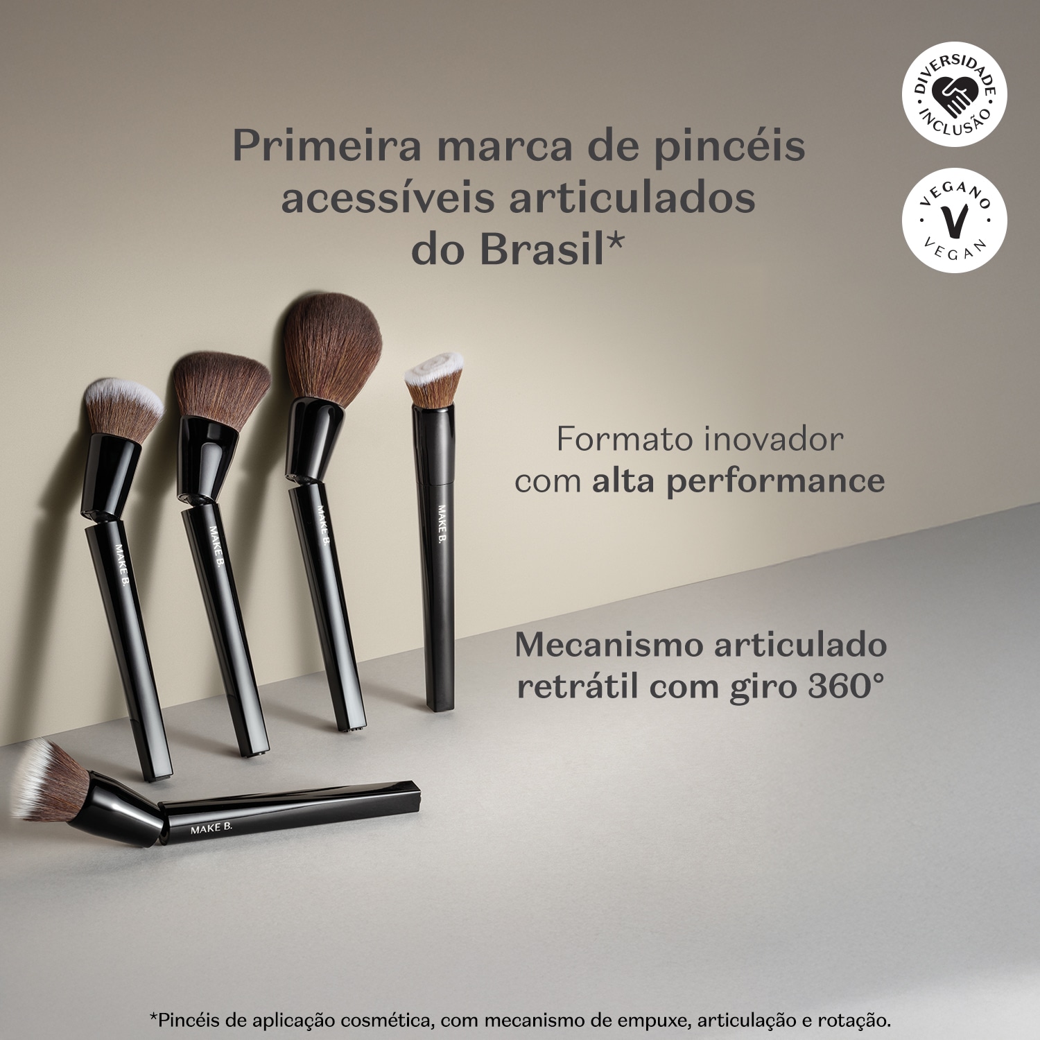 Pincel de Maquiagem Espiral Acessível Articulado Make B.