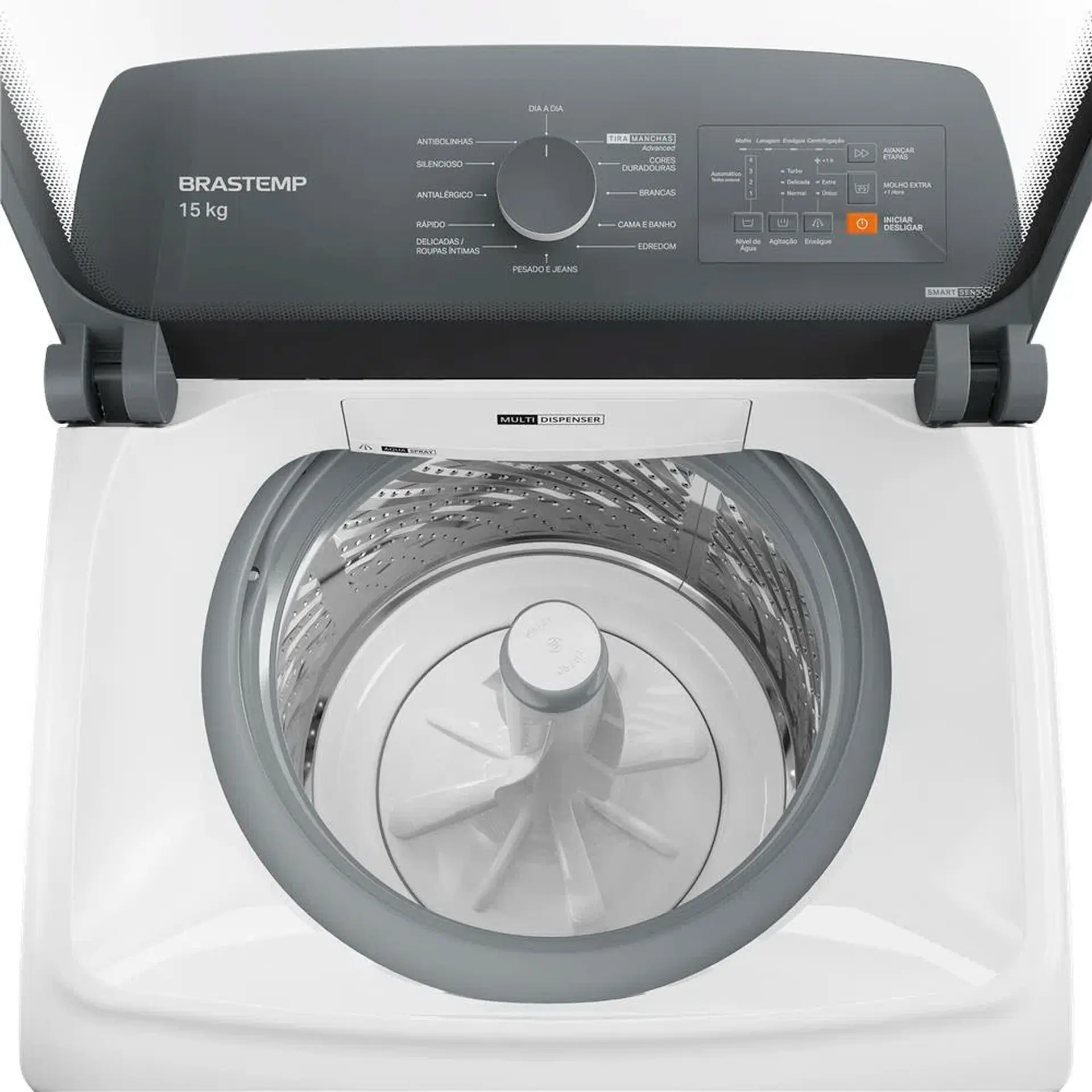 Máquina de Lavar Brastemp 15kg Automática Cesto Inox Multi Dispenser BWF15AB - Branco - 110 Volts